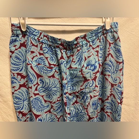 J. Crew Women’s Pull-On Silk Pant Aqua Paisley Size 14 - Picture 5 of 8